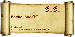 Bocke Bodó névjegykártya